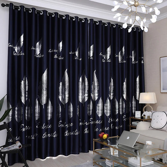 Silver Leaf Blackout Curtain ~ Shiny Window Treatment!