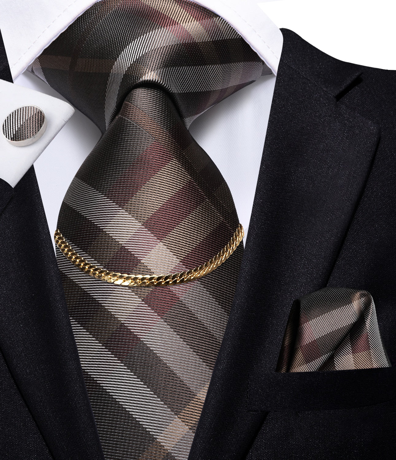 Ensemble de design de luxe Hi-Tie ~ Cravate tendance ~ Pochette de costume ~ Boutons de manchette !